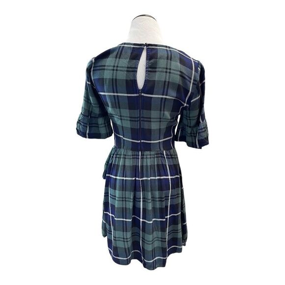 Speechless Green Blue White Plaid Dress Ruffle Sleeve Size M Faux Wrap Cowgirl - Picture 7 of 7